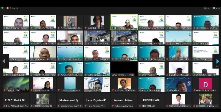 Mahasiswa Pascasarjana ITPLN mengikuti perkuliahan DIR LHC PT PLN (Persero) Yusuf Didi Setiarto sebagai Dosen Praktisi Kuliah Management Sumber Daya Manusia secara daring. Dok. Tangkapan Layar 