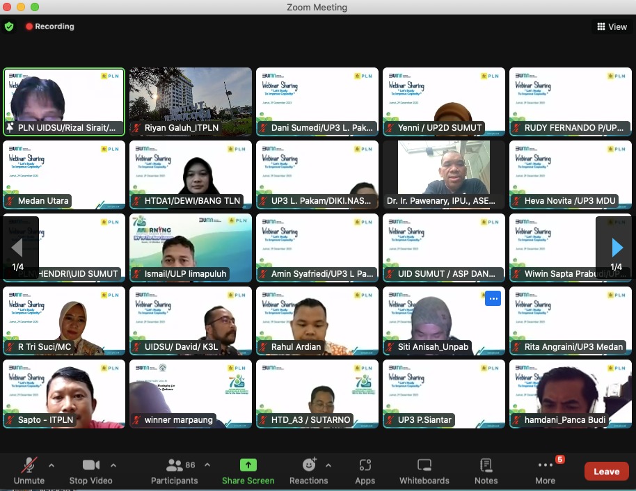 Peserta Webinar Sharing PLN UIW Sumatera Utara. Dok. Istimewa 
